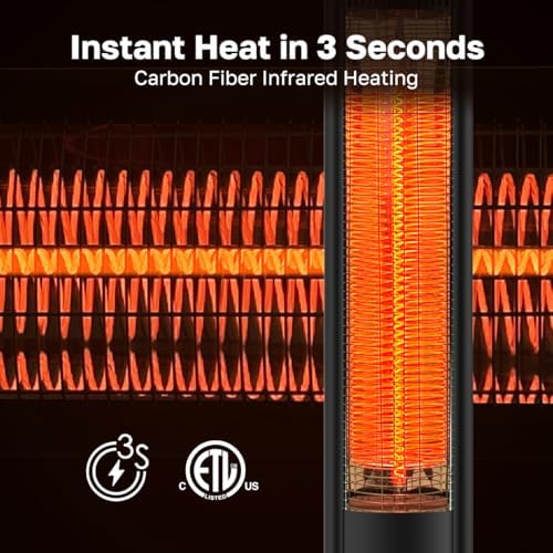 ThermoMate Outdoor Indoor Electric Patio Heater, 1500W 38.5" Portable Tower Infrared Heaer, IP55 Rated Space Radiant Heater with Remote, Timer, Tip-over Protection for Backyard, Restaurant & Garage - Image 6