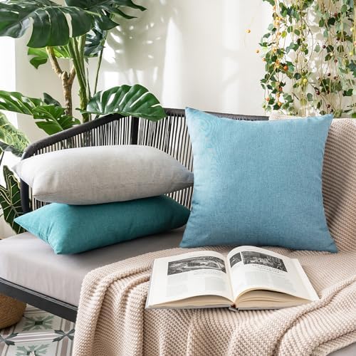 MIULEE Decorative Outdoor Pillow Covers Waterproof 20x20 Blue Gray - Image 5