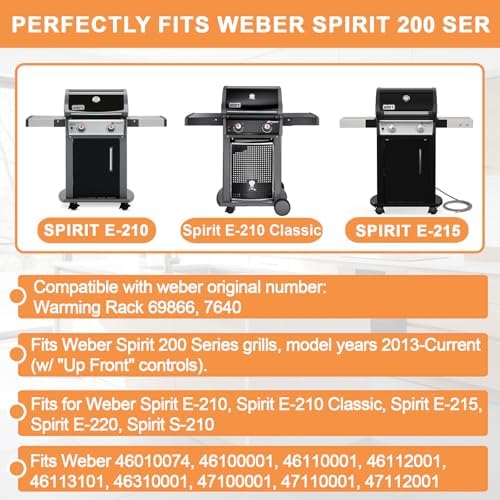69866 Warming Rack for Weber Spirit 200 Grill Parts 7640, Replacement Parts for Weber Spirit E210 S210 E215 E220 S220, Spirit E-210 Classic, for Weber Spirit Grill Accessories 46010074,Stainless Steel - Image 2