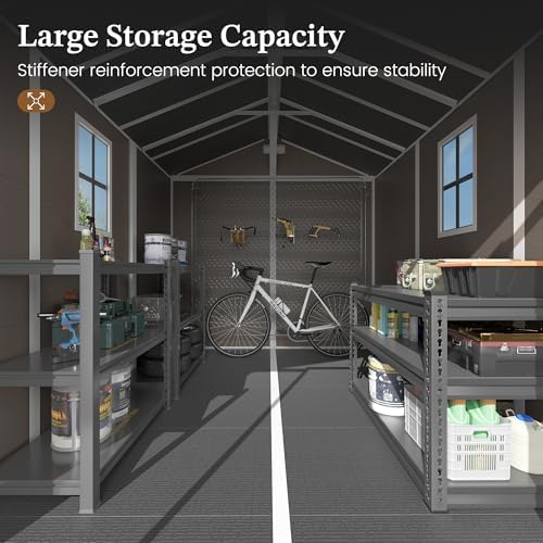 UDPATIO Outdoor Resin Storage Shed 7.5x10 FT, Plastic Shed for Garden,Brown - Image 3