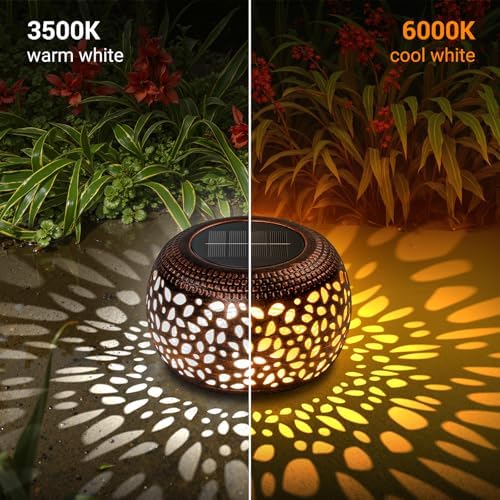 Solar Lanterns Outdoor Waterproof, 4 Pack Flower Petal Solar Garden Lights with 2 Lighting Colors, Vintage Metal Outdoor Patio Garden Decor - Unique Gifts for Women Mom Sisters Birthday - Image 2