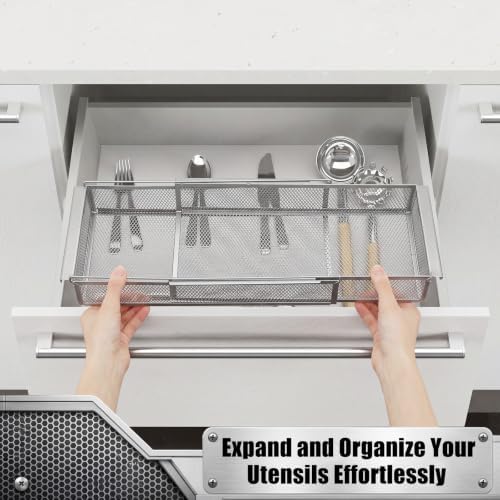 LemonRoad 1 Pcs Expandable Drawer Organizer Metal, Silver - Image 6