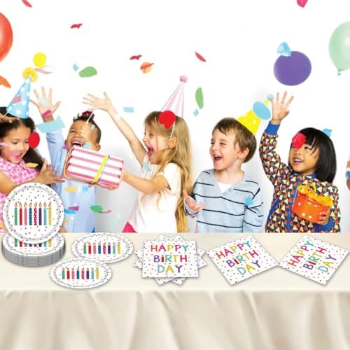 Egami 40pcs Happy Birthday Party Supplies,include 20 Dessert plate and 20 Napkin,with Birthday Dots Design Party Plate Napkin Set,Used for Happy Birthday Dots Party Decoration - Image 6