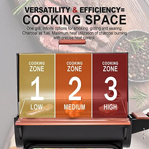 Royal Gourmet CC1830V 30 Barrel Charcoal Grill with Side Front Table - Image 5