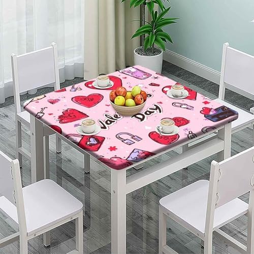 Card Table Fitted Tablecloth Square, Love is in The Air Pattern Printed on Washable Outside Table Cover Weather Proof, Suitable for Home Dining Camping BBQ, Fit for 42" x 42" Square Tables - Image 2