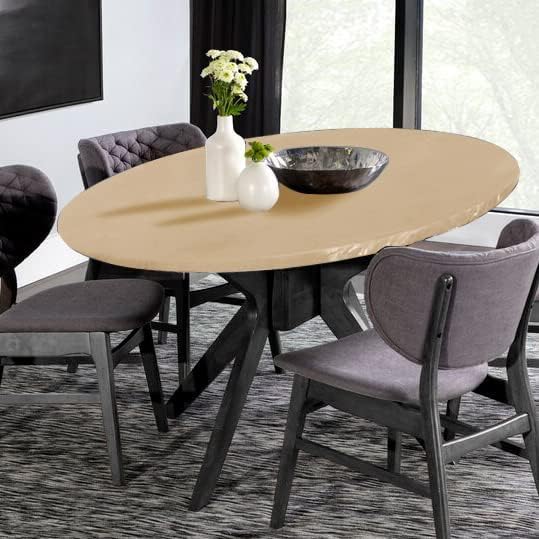 LUSHVIDA Round Tablecloth, Fitted Table Cloth for 45"-56" Tables, Champagne - Image 5