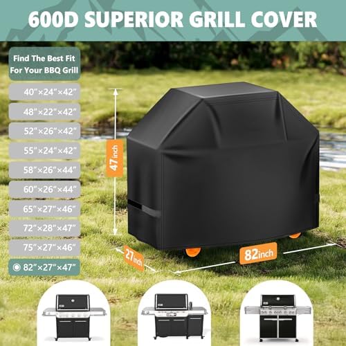Grill Cover 82 Inch - Extra Large Gas BBQ Cover for Outdoor Grill - 600D Outside Barbecue Covers Waterproof Heavy Duty for Weber, Dyna-glo, Char-Broil, Nexgrill, Brinkmann, Monument and More - Image 2