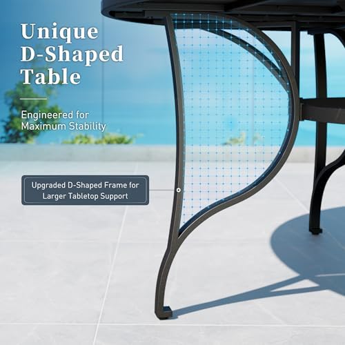SUNSHINE VALLEY 9pc Patio Dining Set, 67" Round Table & 8 Brown Chairs - Image 5