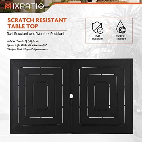 MIXPATIO Patio Table for 6, 64" Black Metal Dining Table w/Umbrella Hole - Image 6