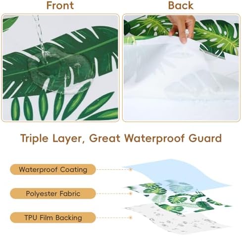 SquarePie 6FT Picnic Table Cover with Bench Covers, 3 Pack, Palm Leaf - Image 2