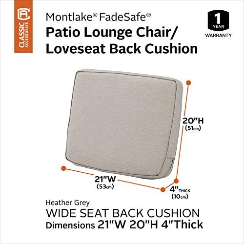 Classic Accessories Montlake Water-Resistant 21 x 20 x 4 Inch Patio Lounge Back Cushion, Heather Grey, Outdoor Loveseat Cushions - Image 3