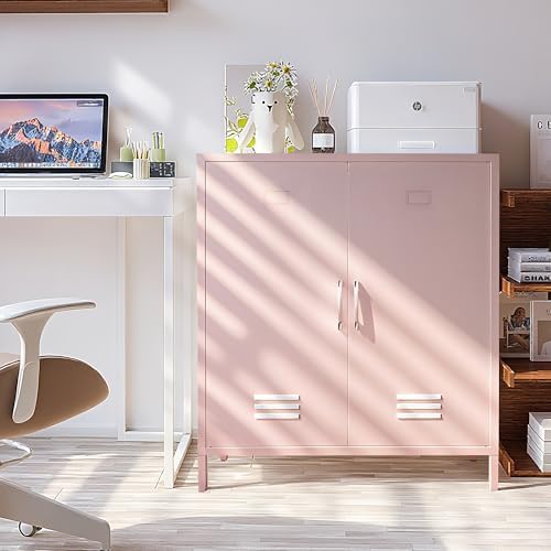 Metal Locker Cabinet Metal Storage Cabinets with Adjustable Shelf and 2 Doors for Home Office Classroom (Pink) - Image 5