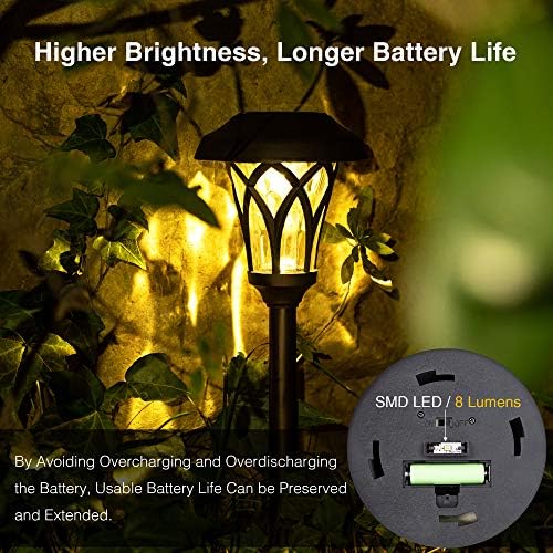 GIGALUMI Solar Pathway Lights Outdoor, Metal Glass & ABS Landscape Lights - Image 4