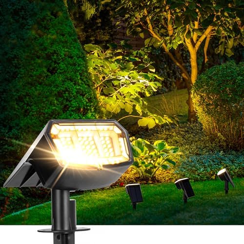 AUDERWIN Solar Spot Lights Outdoor Waterproof, 2 Packs, Warm White by AUDERWIN