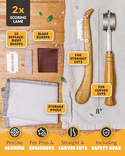 CRUSTLOVE Bread Lame 2-Piece Set for Controlled Dough Scoring with 5 Blades - Image 3