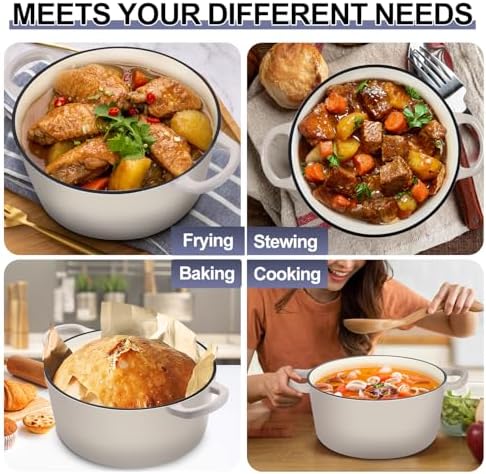 TeamFar Dutch Oven, 6QT Enameled Cast Iron Dutch Oven Cooking Pot - Image 7