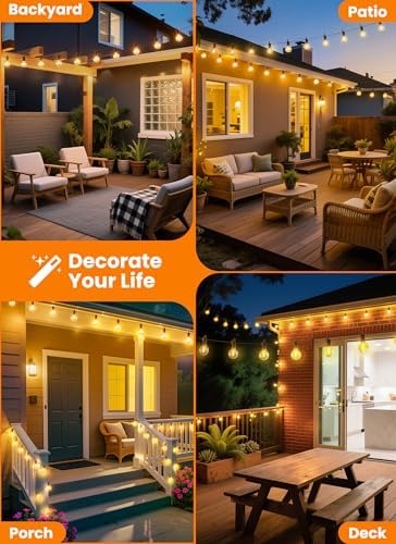 Outdoor String Lights, 200FT 100 LED Bulbs String Lights, IP65 Waterproof Connectable G40 Outside Patio Light for Backyard Porch Balcony Garden Decor Christmas Camping Gazebo - Image 6
