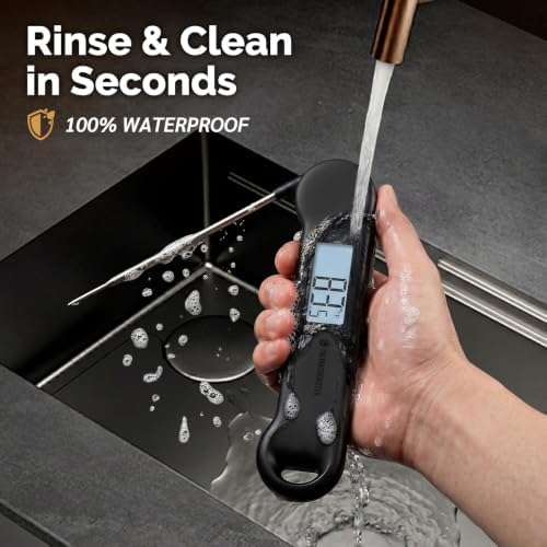 0.5 Sec Instant Read Meat Thermometer Digital for Outdoor Fryer, Black - Image 7