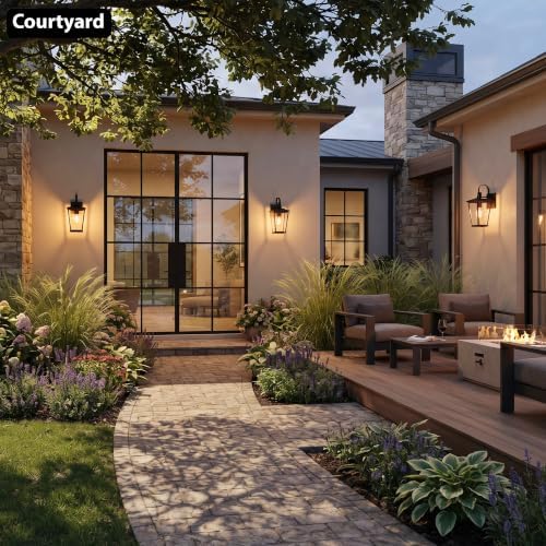 Kalium Outdoor Wall Lights Fixtures Lantern Frame 16 1/8", Outside Lights Black Transitional Durable Metal, Clear Glass for Post Exterior Barn Deck House Porch Yard Patio Garage Garden - Image 3
