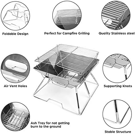 Odoland Folding Campfire Grill, Camping Fire Pit, Outdoor Wood Stove Burner - Image 5