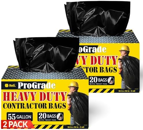 Reli. Contractor Garbage Bags 55 Gallon | Heavy Duty by Reli