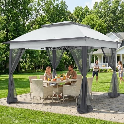 COOS BAY 11x11 Pop Up Gazebo with Netting, Canopy Tent, Gray - Image 5