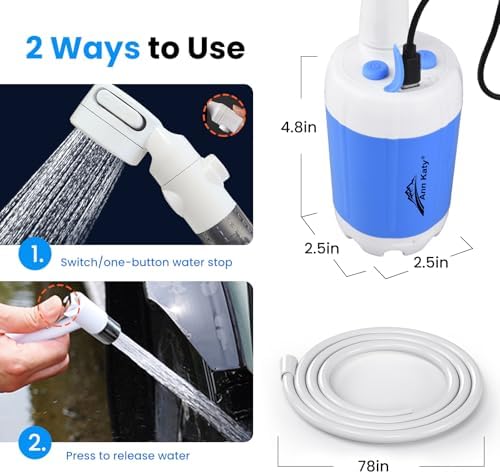 Ann Katy Portable Camping Shower Pump,Rechargeable Electric Outdoor Shower - Image 3