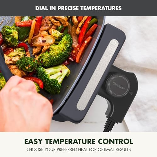 GreenPan Advanced 12” X 15” Electric Skillet with Lid, 7QT Capacity for Family Meals, Ceramic Nonstick PFAS-Free Coating, Fry, Sauté, Steam, Simmer, Sear, Stir Fry, Dishwasher Safe, Graphite - Image 7