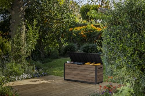 Keter Premium Everwood 71 Gal Outdoor Storage Box and Patio Side Table - Image 4