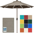 EliteShade USA 10-Year-Non-Fading 10ft Market Patio Umbrella, Commercial Grade Table Sun Umbrella with 80 Solar LED Lights, Crank Open, Windproof & UPF 50+ UV Protection for Garden, Deck, Pool, Backyard, Taupe by EliteShade