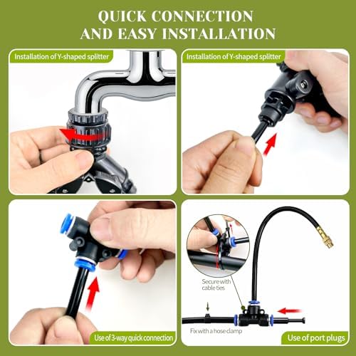 Drip Irrigation System,100 Ft Quick-Connect Garden Sprinkler Kit with 16pcs 360° Adjustable Nozzles for Garden, Lawn, Greenhouse, Raised Beds & Outdoor Plants - Image 5