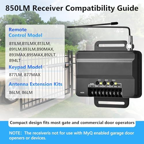 850LM Universal Gate and Garage Door Opener Receiver with 12V Power Supply, Compatible with Most Gate and Garage Door Opener, 3 Channel Designed for Both Gated Communities and Commercial Buildings - Image 3