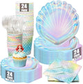 120Pcs Mermaid Paper Plates and Napkins Party Supplies,Serve 24 by CENLBJ