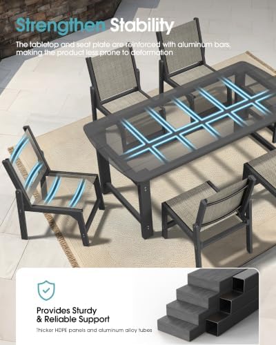 Ciokea HDPE Outdoor Dining Chair, Patio Stackable Porch Chairs, Grey - Image 4