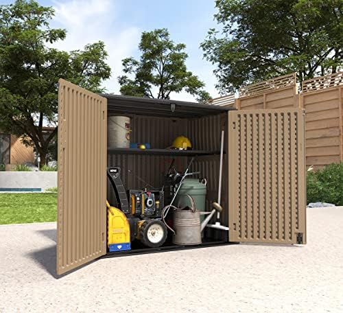 Mrosaa Large Horizontal Storage Sheds,38 cu.ft Resin Garden Shed Weather Resistance,Outdoor Storage Box Lockable for Patio,Backyard,Garden,Home(Brown) - Image 2