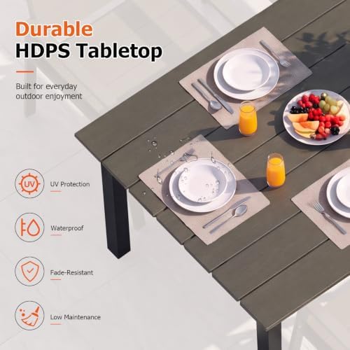 LazySunsets Outdoor Dining Set with Umbrella Hole (Charcoal, 5 Piece) - Image 6