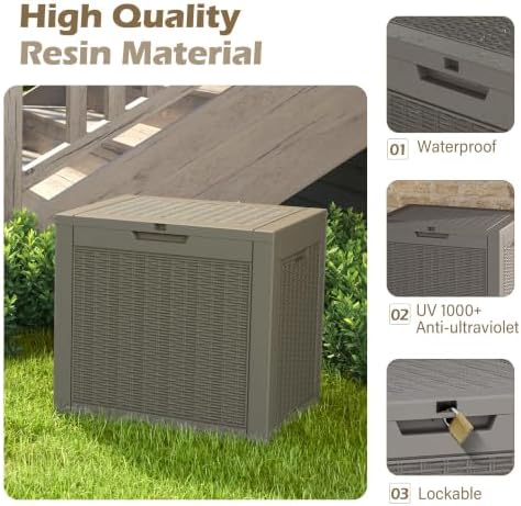 Outdoor Storage Waterproof Deck Box for Patio (36 Gallon, Grey) - Image 3