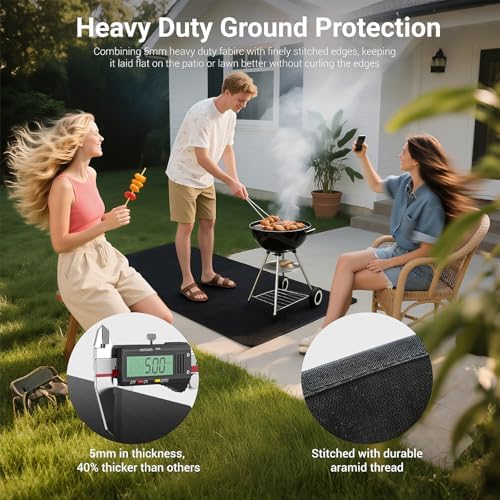 Under Grill Mats for Outdoor Grill, Thickened Double-Sided Fireproof Grill Pad for Fire Pit, Non-Slip BBQ Mat, Oil-Proof Waterproof Indoor Fireplace Mat Fire Pit Mat for Decks and Patios Lawn - Image 3