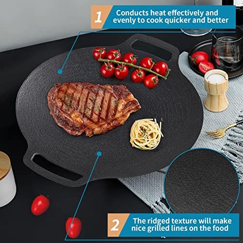 Korean Grill Pan with Nonstick 6-Layer Coating, 13" Round BBQ Griddle with Bag, Compatible for Induction, Gas Stove, Electric Cooktop, Indoor or Outdoor Grilling - Image 4