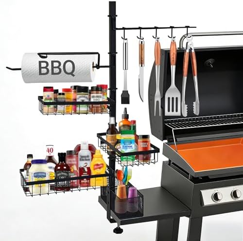 Griddle Caddy Organizer for Blackstone Griddles/Prep Cart, Grill Utensil Condiment Caddy with Paper Towel Holder, Outdoor Kitchen Grill Accessories Organizer for Camping RV Patio, Gifts for Men, Dad by Unknown