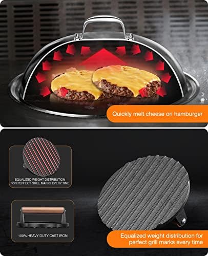 Homenote Griddle Accessories Kit with 12.5 Inch Dome and Smash Burger Press - Image 4
