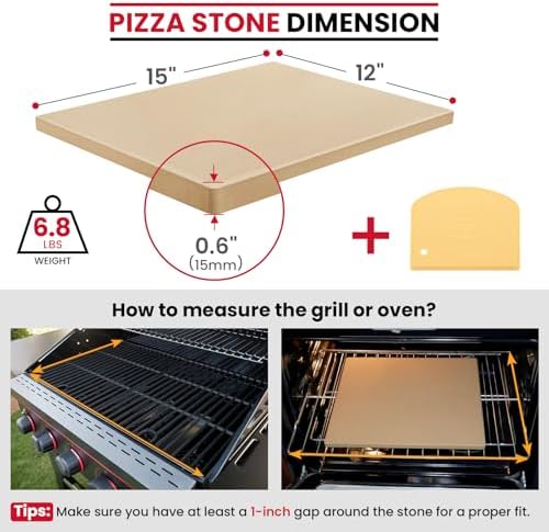 Unicook 15 x 12 Inch Rectangular Pizza Stone for Oven and Grill, 6.8 Lbs - Image 2