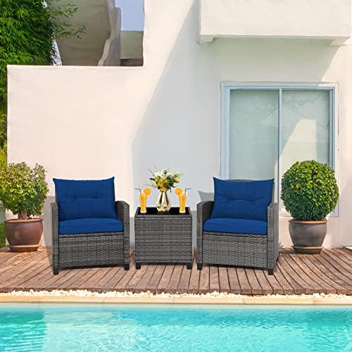 RELAX4LIFE Wicker Patio Furniture Sets - 3 Pieces Patio Rattan Sofa Set - Image 2