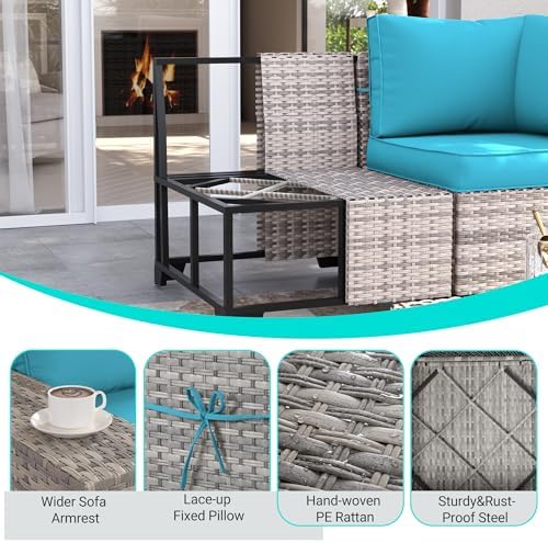 Outdoor Patio Furniture Set PE Wicker Rattan Outdoor Sectional Sofa - Image 4
