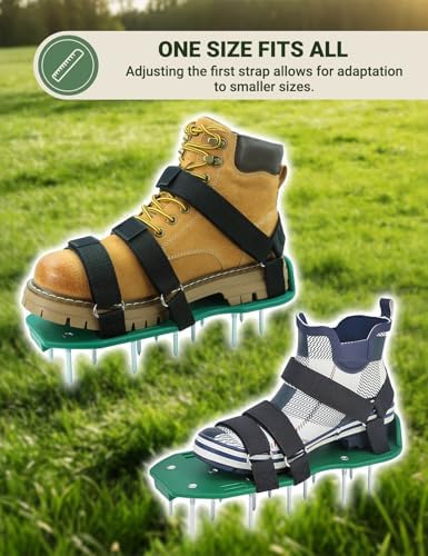 Lawn Aerator Shoes, Soil Aerator Grass Tool with Dual Hook & Loop Straps - Image 6