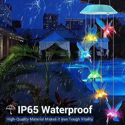 Solar Wind Chimes Outdoor, Color Changing Hummingbird Gift for Mom Grandma - Image 6