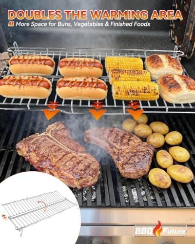 66044 Foldable Warming Rack for Weber GS4 Genesis II 300 Series Grills - Image 4