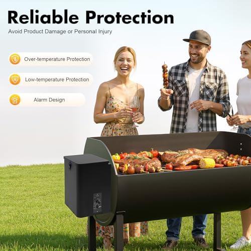 Pellet Smoker Pellet Hopper Assembly Kit, Electric Wood Pellet Smoker Grill Part with Digital Temperature Controller, for BBQ Smoke Bake Roast, 180℉- 500℉ Adjustment - Image 3