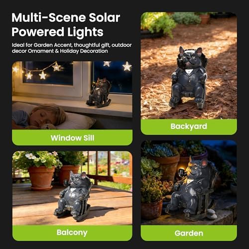 SOWSUN Solar Garden Decor Outdoor Miniature Dog Statue for Patio Yard - Image 5