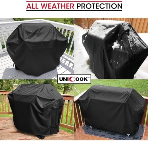Unicook Heavy Duty Waterproof Grill Cover for Outdoor Grill 65 Inch, Black - Image 2